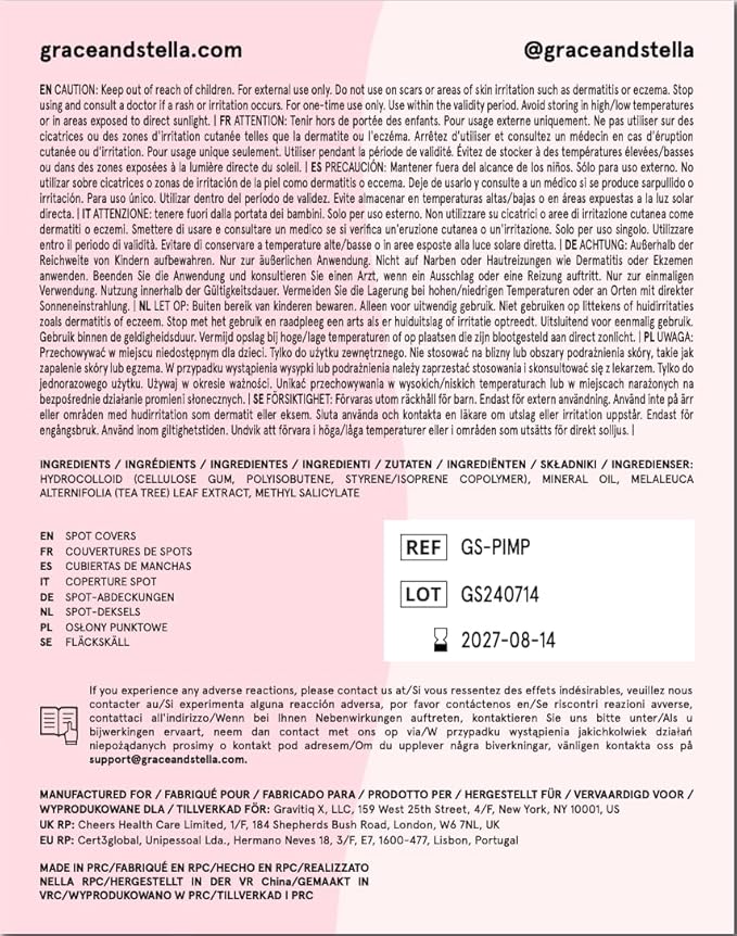 grace & stella Award Winning Pore Strip - Pimple Patches for Face - Hydrocolloid Acne Patches - Absorbs Zits, Reduces Redness - Cute Patches Dermatologist-Tested, Vegan (Multishape, 36 Count)