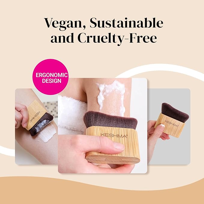Keshima Self Tanner Brush, Large Tanning Brush for Face and Body, Kabuki Tan Applicator for Smooth and Even Coverage
