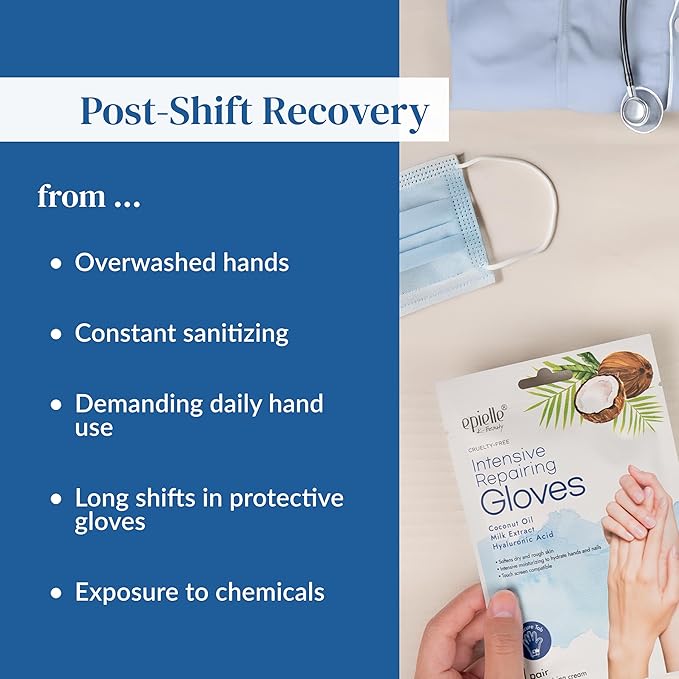 Epielle Intensive Repairing Hand Masks 6 Pairs, Deep Moisturizing Gloves for Dry, Cracked Hands, Repair with Coconut Oil & Milk Extract, Korean Skin Care, Spa Set, Self Care Gifts for Women