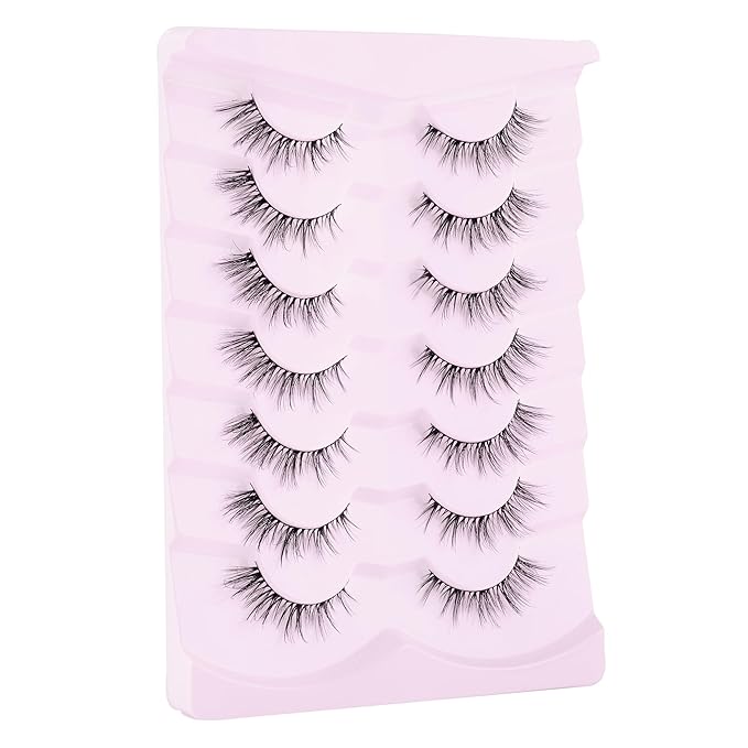 Cat Eye Lashes Wispy Eyelashes Manga Cat Eyelashes Natural Look 15mm Wispy False Lashes 3D Volume Fake Eyelashes Anime Lash Soft Faux Mink Lashes 7 Pairs Lashes Pack Siligli