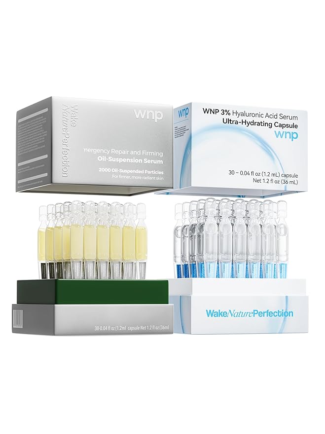 WNP serum set: Ultra Hydrating Serum 3% 4D Hyaluronic Acid +Emergency Repair Firming Oil-Suspension Serum Hydrating+Skin Repair|Single-Use Vials Skincare for Sensitiveskin 72ml