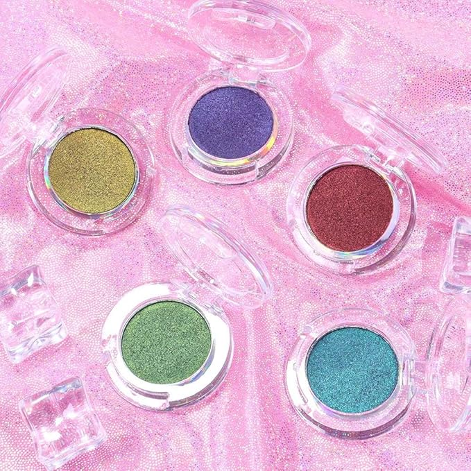 evpct Forest Green Shimmer Chameleon Eyeshadow Makeup Palette, Glitter Metallic Duochrome Duo Chrome Multichrome Festival Single Eye Shadow Palette Makeup for Older Women, Face Loose Glitter Eyeshadow