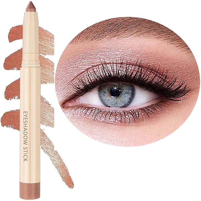 Rose Gold Eyeshadow Pencil Makeup, Waterproof Hypoallergenic Long Lasting Crayon, Highlighter Matte Cream Eye Shadow Stick, Glitter Primer Palette Shimmer Eyeliner Pen