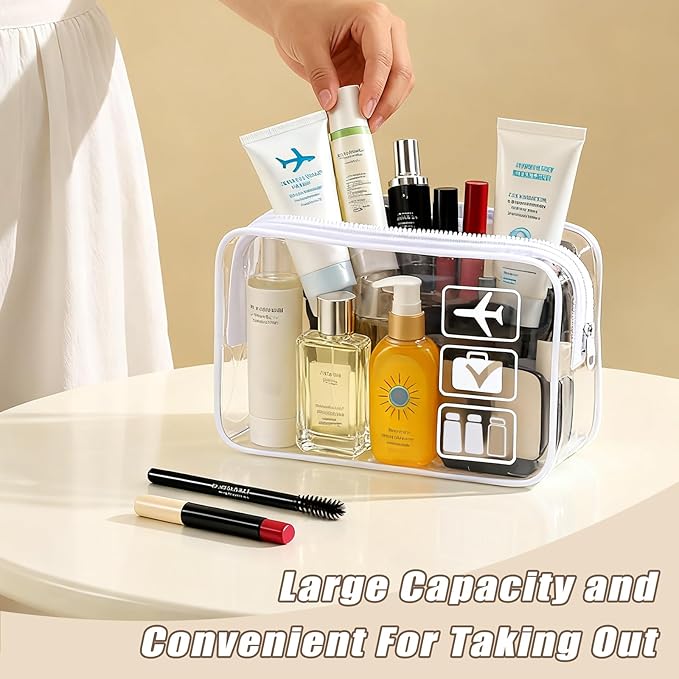 TSA Approved Clear Travel Toiletry Bag, Makeup Cosmetic Bag for Women Men 20 Packs (White)