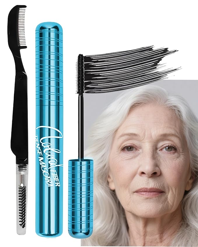 Mascara for Older Women 60 Plus,Waterproof Mascara for Seniors with Thinning Lashes, Volumizing Hypoallergenic Black Mascaras Volume and Length for Sensitive Eyes, Smudge-proof Long Lasting
