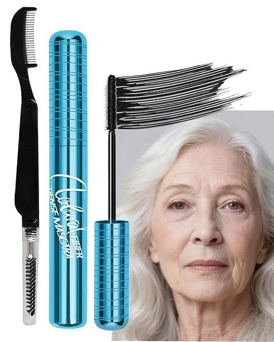 Mascara for Older Women 60 Plus,Waterproof Mascara for Seniors with Thinning Lashes, Volumizing Hypoallergenic Black Mascaras Volume and Length for Sensitive Eyes, Smudge-proof Long Lasting