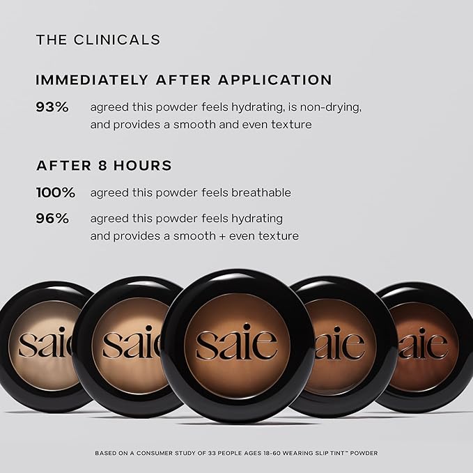 Saie Slip Tint Baked Setting Powder - Translucent Powder for Face Makeup with a Natural-Radiant Finish - Blurs, Brightens & Smooths Complexion - Translucent 1 - Very Light to Light (0.24 oz)