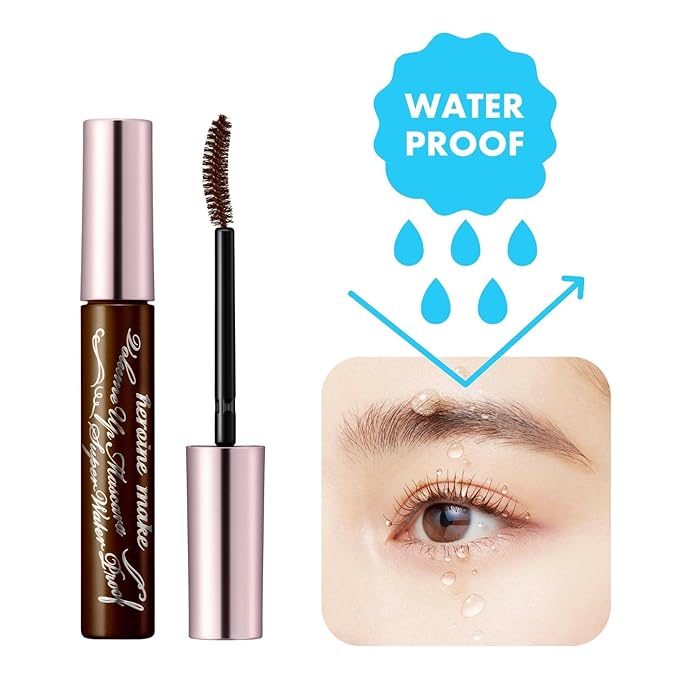 HEROINE MAKE by KISSME Brown Mascara Waterproof with Curvy Brush for Eye Makeup for Women, Mascara Volume & Length Defining Fiber Long-lasting False Eyelash Effect, Made in Japan, 1 EA