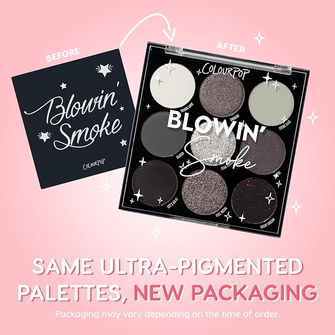 ColourPop Blowin' Smoke Eyeshadow Palette - Silver & Smokey Eye Eyeshadow Palette with Metallic & Matte Finishes - High-Pigment Eye Makeup with Long-Wearing Formula (0.3 oz)