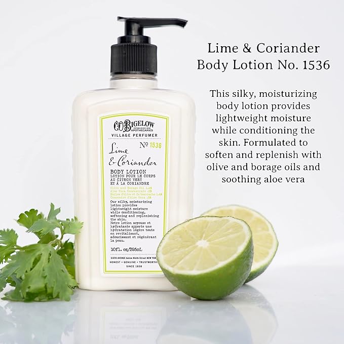 C.O. Bigelow Lime Coriander Apothecary Duo Hand Care Gift Set, Hand Wash & Body Lotion, Liquid Soap & Moisturizing Lotion, Set of 2, 10 Fl Oz