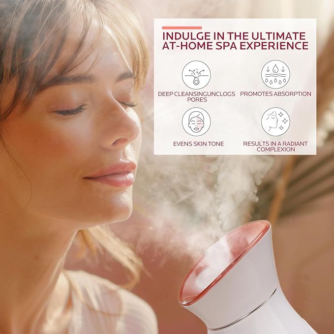 Colorfarm Facial Steamer Nano Ionic: Face Steamer Home Spa Kit Deep Cleaning Unclogs Pores Sinuses Inhaler with 8 Skin Care Tools - Self Care Gifts for Women (Deep Cleansing Facial Kit)