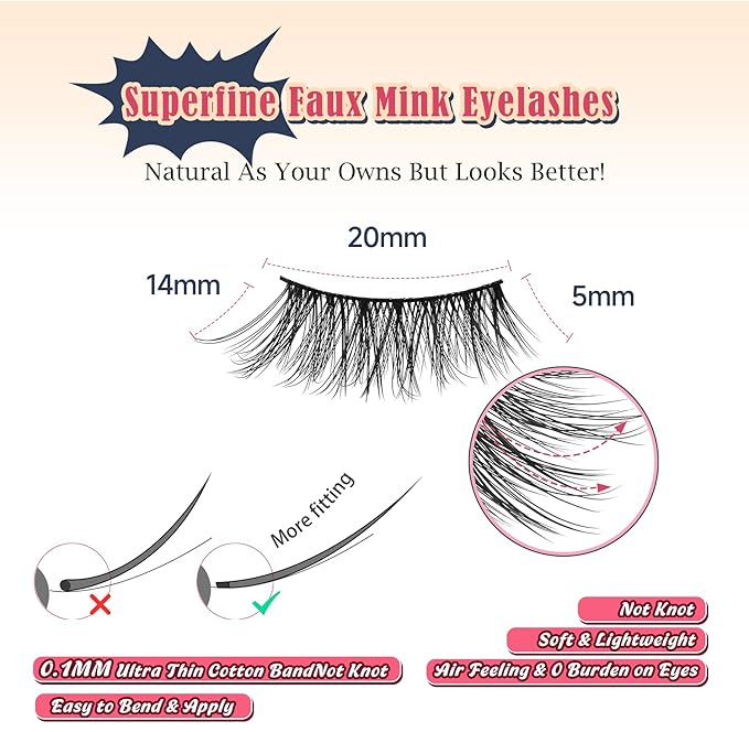 Half Lashes Cat Eye 14MM Corner Lashes False Eyelashes Natural Look C Curl Wispy Half Eyelashes 3/4 Lashes with Thin Cotton Band Soft Eyelash Pack Siligli 7 Pair