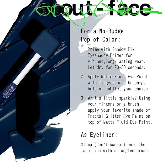 about-face Matte Fluid Eye Paint Lost Unfound – High-Pigment Liquid Eyeshadow, Long-Lasting, No-Budge Matte Finish, Vegan & Cruelty-Free (Midnight Blue)