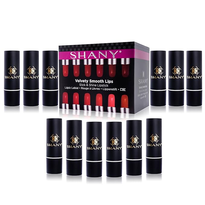 SHANY Slick & Shine Multi-Colored Lipstick Set - 12 Matte Lip Colors Long Lasting & Moisturizing Lip Shades In A Premium Packaging Gift Box with Vitamin E and Aloe Vera.