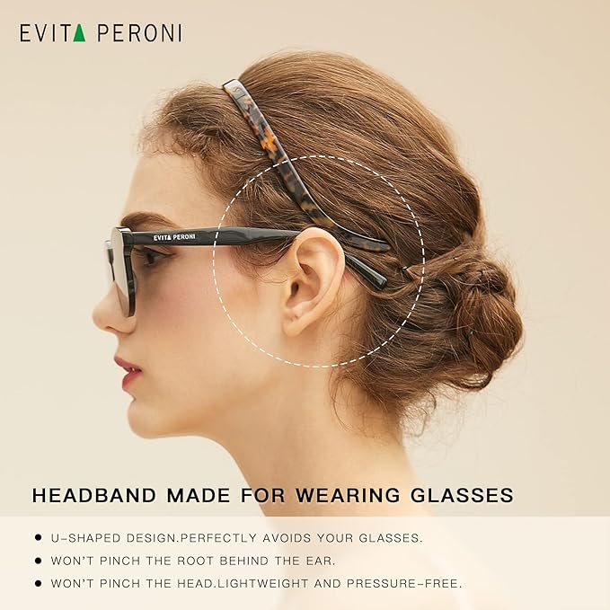 EVITA PERONI Hair Band for Eyewear - No Pressure, No Headache, Comfortable Thin Non-Slip Headbands for Women's Hair Fashion - Amber