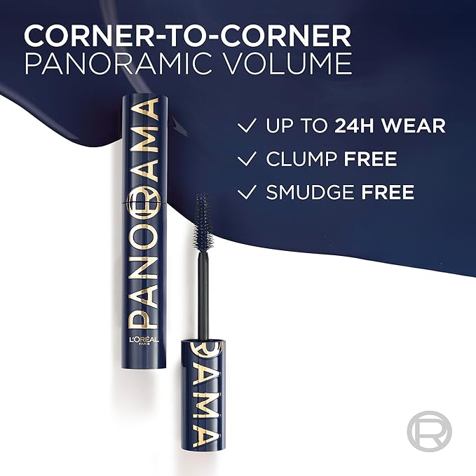 L'Oreal Paris Voluminous Panorama Chromatic Mascara, Volumizing and Lengthening Blue Mascara, Longwear, Smudge-Resistant and Washable, 706 Blue Suede