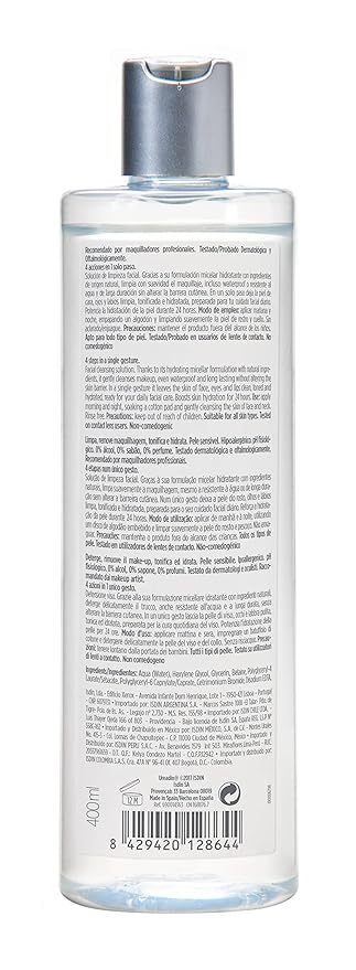 ISDIN Micellar 4-in-1 Facial Cleansing Water Solution - Hydrating and Cleansing Toner and Makeup Remover for Sensitive Skin, 13.5 FL OZ