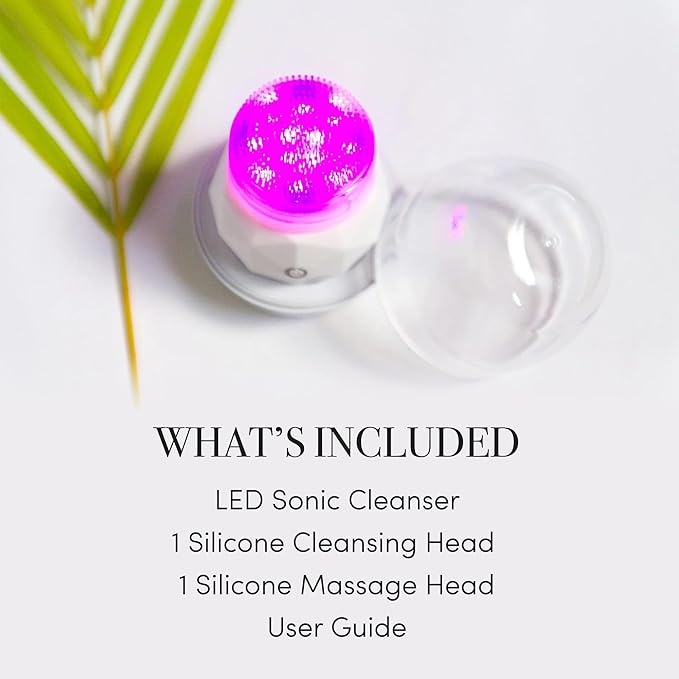 Revive Light Therapy Soniqué Mini Acne Cleanser, Battery-Operated Sonic Face Cleanser Brush with Blue & Red Light Therapy, Medical-Grade Acne Device for Face & Body, Water-Resistant