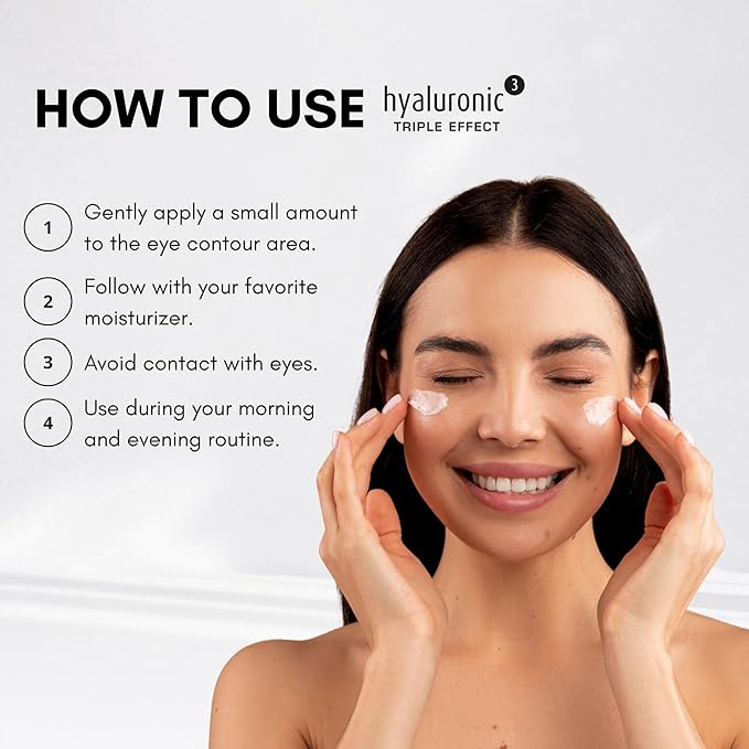 êb être belle Under Eye Cream with Hyaluronic Acid 3D, Skin Care for Women, Lightweight Hydrating Under Eye Cream, Eyeseryl & Grape Seed Oil, for All Skin Types, 30 mL