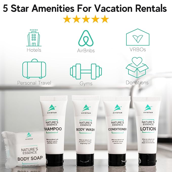 180 Piece Hotel Soap & Bulk Toiletries - Travel Essentials for Hosts & Guests - Hotel Shampoo & Conditioner Supplies for Guests, Hotel Toiletries Bulk Set, Mini Bulk Travel Size Toiletries