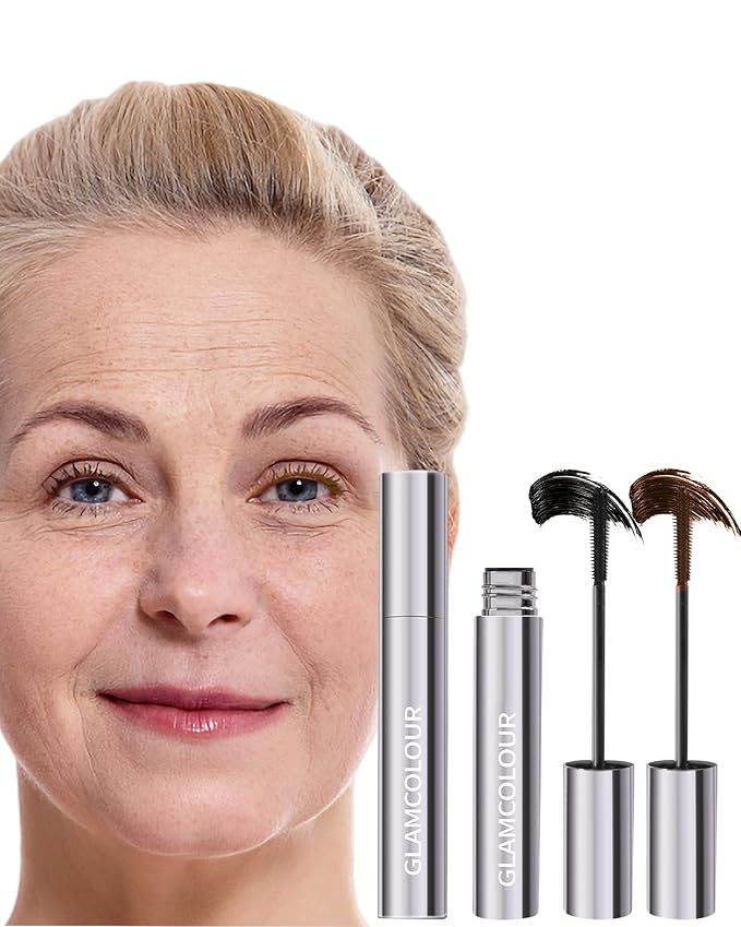 Mascara for Older Women 60 Plus, Black & Brown Waterproof Mascara Volume and Length for Mature Women, Lengthening -Thin Long Lasting No Clumps Volumizing Mascaras Primer Ideal for Sensitive Eyes 01+02