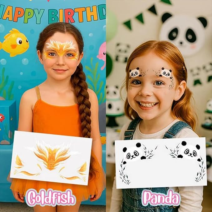 Cithway Easy-Stick Realistic Face Paint Sticker Set, 8 stickers in different colors for Halloween, Carnival, Cosplay, Various holidays and occasions (1PC)