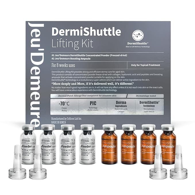 JEU'DEMEURE DermiShuttle Lifting Kit - Anti Aging Serum, Face Serum for Firming, Anti Wrinkle, Skin Elasticity, Hydrating with Collagen, Peptides, Korean Skincare (8 Weeks)