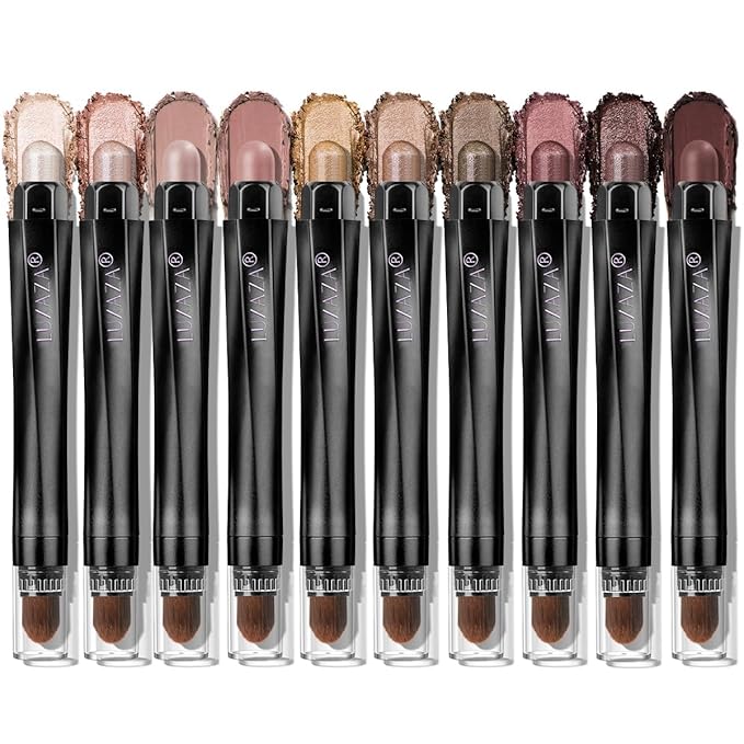 Brown Eyeshadow Stick Makeup Set 10PCS, Neutral Shimmer And Matte Cream Eye Shadow Palette, Metallic Bronze Smoky Eyeliner Brightener Crayon Pencil Kit, Ideal Gift for Women -Espresso