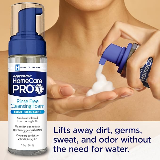 Welmedix Rinse Free Cleansing Foam, 3 in 1 Body Wash, Shampoo and Personal Cleanser for Elderly, Incontinence and Infant Care, Hospital Grade, Sulfate Free, Paraben Free (Pack of 3)