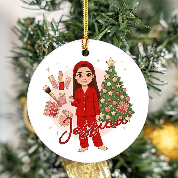 Personalized Makeup Tools Christmas Ornament 2025, Makeup Box Christmas Ornament Gift for Makeup Artist, Christmas Tree Decor for Makeup Shop, Gift for New Makeup Coworkers (Makeup 4)