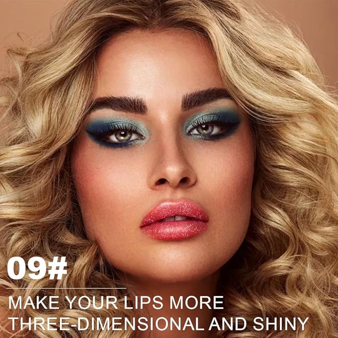 Kaely Glitter Metallic Lipstick, Shimmer Metallic Lipsticks for Women, High Pigmented Lip Gloss Long Lasting Waterproof Smudge Proof 24 Hour, Halloween Makeup, Vegan & Cruelty-Free, 09