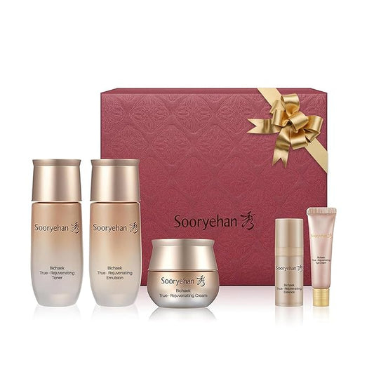 Sooryehan Bichaek True-Rejuvenating Skincare Set (206 ml/6.97 fl oz) - Radiant and Firm Skin, Skin Elasticity by LG Beauty. Korean Panax Ginseng, Korean Medicine Extracts