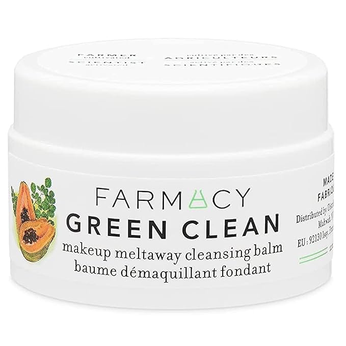 Farmacy Makeup Remover Cleansing Balm - Green Clean Waterproof Makeup Remover + Oil Based Cleanser - Gentle Exfoliating Double Cleanser - Melts From Balm to Milky Lather (12ml)