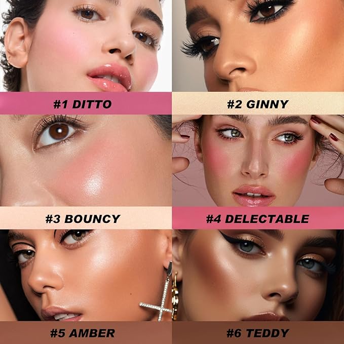 6 Colors Cream Contour Stick Makeup Kit, Shades with Blush, Highlighter and Bronzer, Double Ended Contour Stick for Cheeks, Waterproof and Long Lasting, Matte and Dewy Finish (Set A)