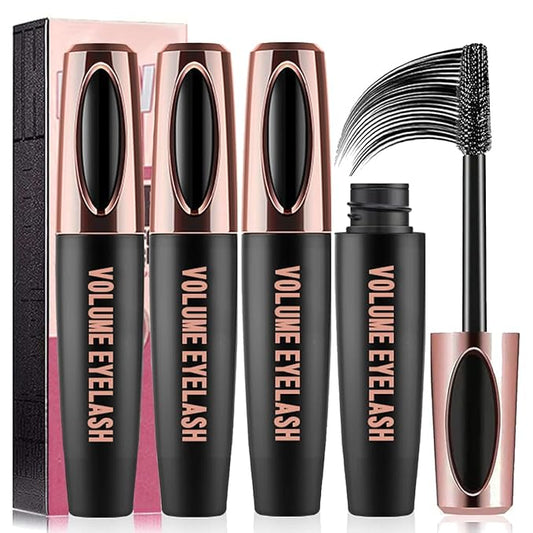 3 PCS 4D Silk Fiber Lash Mascara Waterproof Mascara Eyelash Extension Thicker Voluminous Eyelashes, Smudge-proof, Long-Lasting, Dramatic Extension, Smudge-proof, Hypoallergenic Formula (3 Packs)