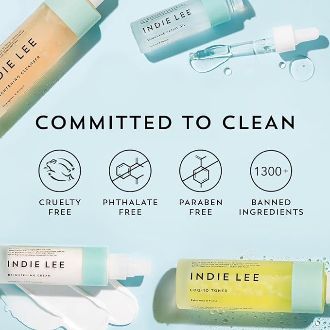 Indie Lee Brightening Facial Cleanser - Travel Size Daily Hydrating Cleanser, Makeup Remover & Exfoliating Face Mask to Brighten, Firm & Protect Dry Skin - Clean, Gentle Face Wash - TSA Approved Travel Skincare (1oz)