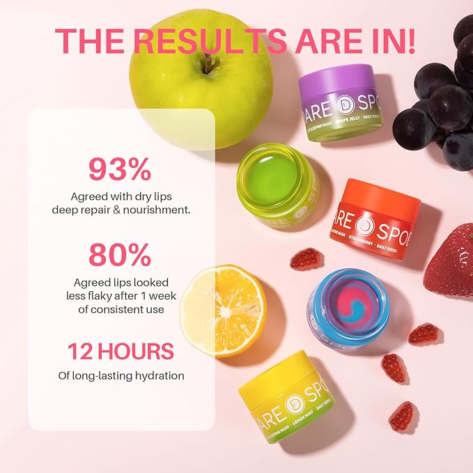 Dual-Color Sleeping Lip Mask Grape Jelly: Nourish, Hydrate & Repair for Dry Cracked Lips, VITIS VINIFERA (GRAPE) SEED OIL Treatment, Softer, Nourish and Eejuvenates Lips Overnight - 0.42 Fl Oz