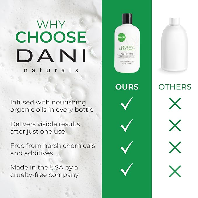 DANI Naturals Conditioner – Bamboo Bergamot, Ultra-Hydrating & Nourishing for Dry & Curly Hair, Strengthens, Restores, Controls Frizz, Vegan & Color-Safe, 12 oz