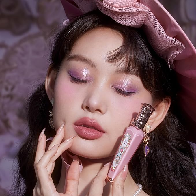 Flower Knows Strawberry Rococo Cloud Lip Cream,Velvety Matte Liquid Lipstick,Pink Lipstick,Long Lasting Lip Stain,Kiss-proof Blurred Lipstick for Girls&Women,0.12 Fl Oz(S04 Strawberry Moon)