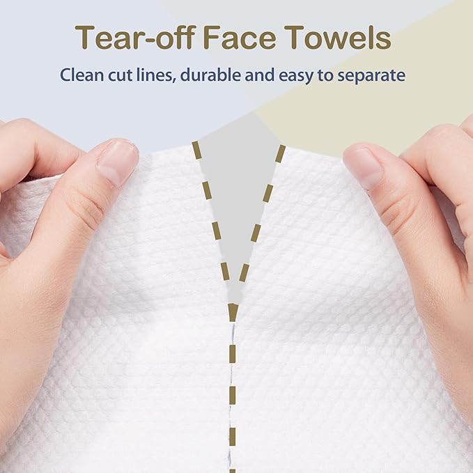 Ourmed Life Face Towels, 12"×12" Tear-Off Disposable Biodegradable Facial Towels for Sensitive Skin, Lint- free Face Wipes for Washing Face, Skincare and Makeup Removal, Dry Wipes, (60 Ct, 1 Pack)