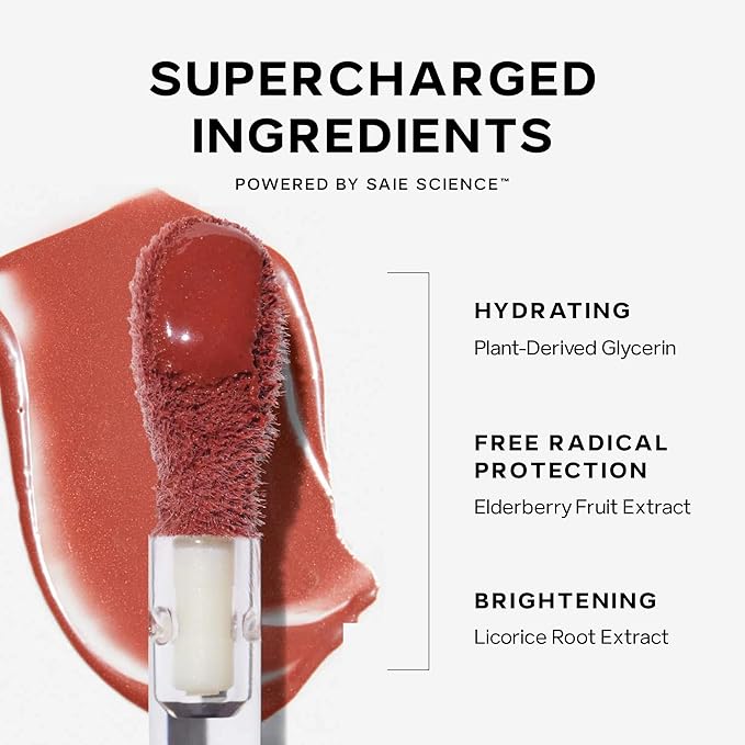 Saie Dew Liquid Blush for Cheeks - Hydrating Cream Blush Stick with a Blendable + Buildable Formula - Skincare Infused Dewy Cheek Tint for a Natural Flush - Glowy Makeup Essential - Hottie (.40 oz)