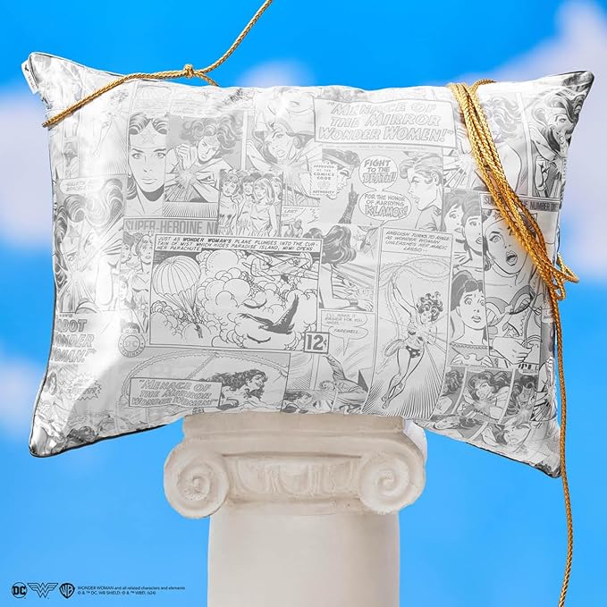 Kitsch Wonder Woman (Comic) Satin Pillowcase with Zipper Softer Than Silk, Luxury Cooling Pillowcase for Hair & Skin, Wrinkle Prevention, Queen/Standard (19X26)