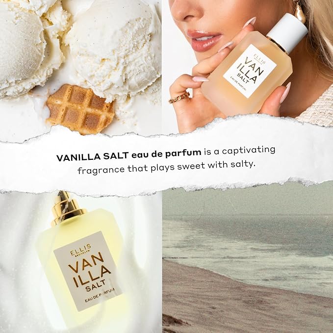 Ellis Brooklyn VANILLA SALT Eau de Parfum 1.7oz / 50ml - Gourmand Vanilla Perfume with Sea Salt, Luminous Musk, and Jasmine- Clean, Vegan, Cruelty-Free, Long Lasting Perfumes for Women