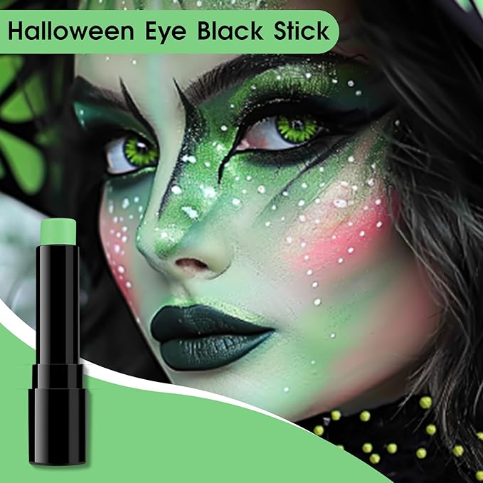BADCOLOR Light Green Eye Black, Lime Green Face Body Paint for Sports St. Patrick's Day Camouflage Hunting Hulk, Washable Painting Sticks for Halloween Costume SFX Cosplay Witch Grinch Makeup