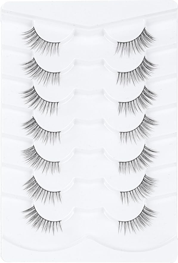 Half Lashes Cat Eye 10MM False Eyelashes Natural Look C Curl Corner Lashes Short Fake Eyelashes 7 Pack Corner Lash Pack Half Eyelash Siligli