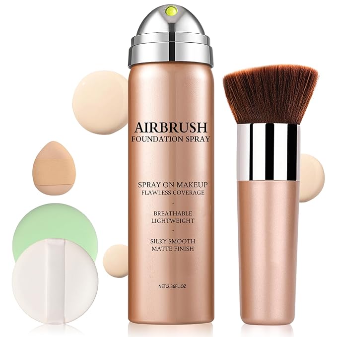 Airbrush Flawless Setting spray,Hydrating Full Coverage Foundation for Smooth Radiant Finish,Breathable Blendable,Lightweight Silky Foundation Makeup for Mature Skin(04 Porcelain)