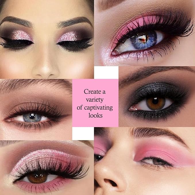 5 Colors Highlight Pink-Purple Eyeshadow Palette with Mirror, Pearl White Silver Brown Nude Rose Gold Glitter Shimmer Palette, Cruelty-Free, Vegan Formula, Matte Eyeshadow for Professional Makeup