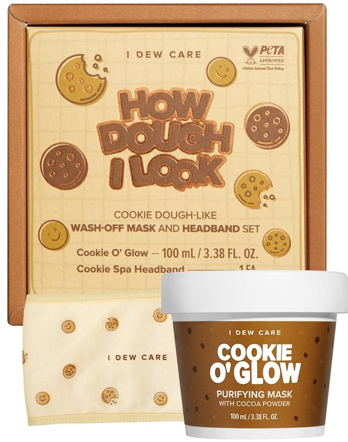 I DEW CARE Wash Off Face Mask Set - How Dough I Look | Headband, Hyaluronic Acid Skincare Essentials, Moisturizing, Soothing, Deep Cleansing, for Dry Sensitive Skin, Stocking Stuffers, 3.38 Oz