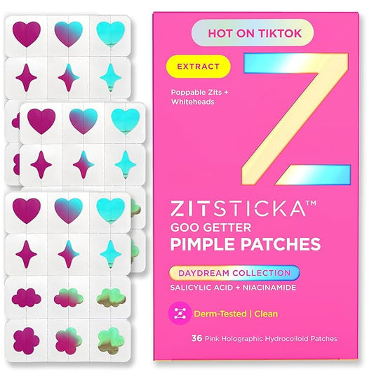 ZitSticka Pimple Patches Cute for Face, Holographic Zit Patches, Goo Getter Hydrocolloid Blemish Patches, Gifts for Teens, Teen Girl Gift Trendy Stuff (DreamHolo Collection 36ct)