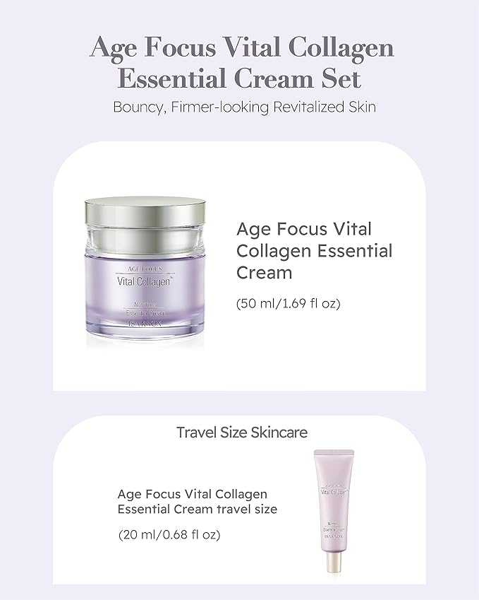 Isa Knox AGE FOCUS VITAL COLLAGEN Essential Cream (2.4fl oz) - Korean Skin Care, Moisturizer by LG Beauty. Hydrolyzed Collagen, Vitamins C, B12 & E.